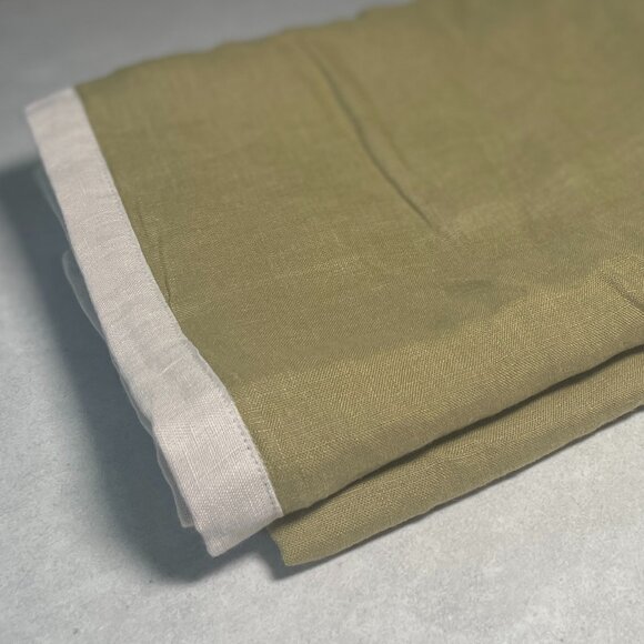 NEW Quince European Linen Contrast Flange Pillow Sham Set 2 Aloe Sand Dust Bag - Picture 4 of 7